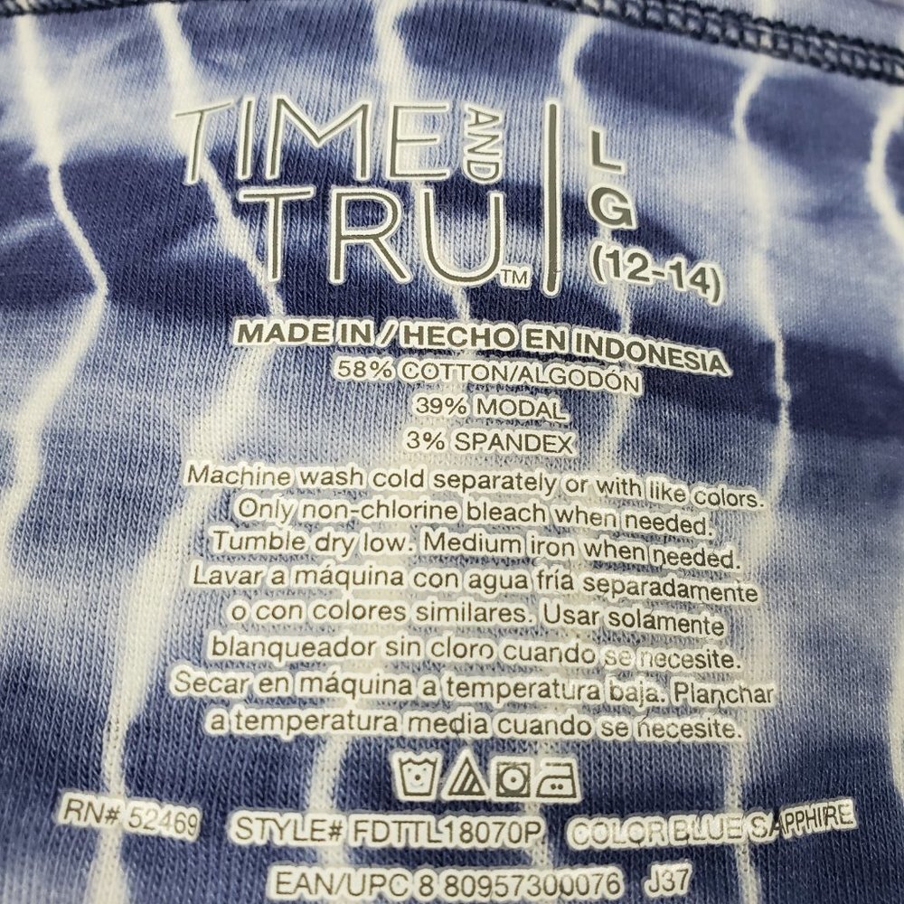Time and Tru Blue + White Short-Sleeved Crew Neck Top - Picture 9 of 9